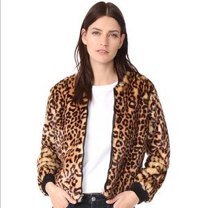 Splendid Leopard Faux Fur Bomber Jacket, large